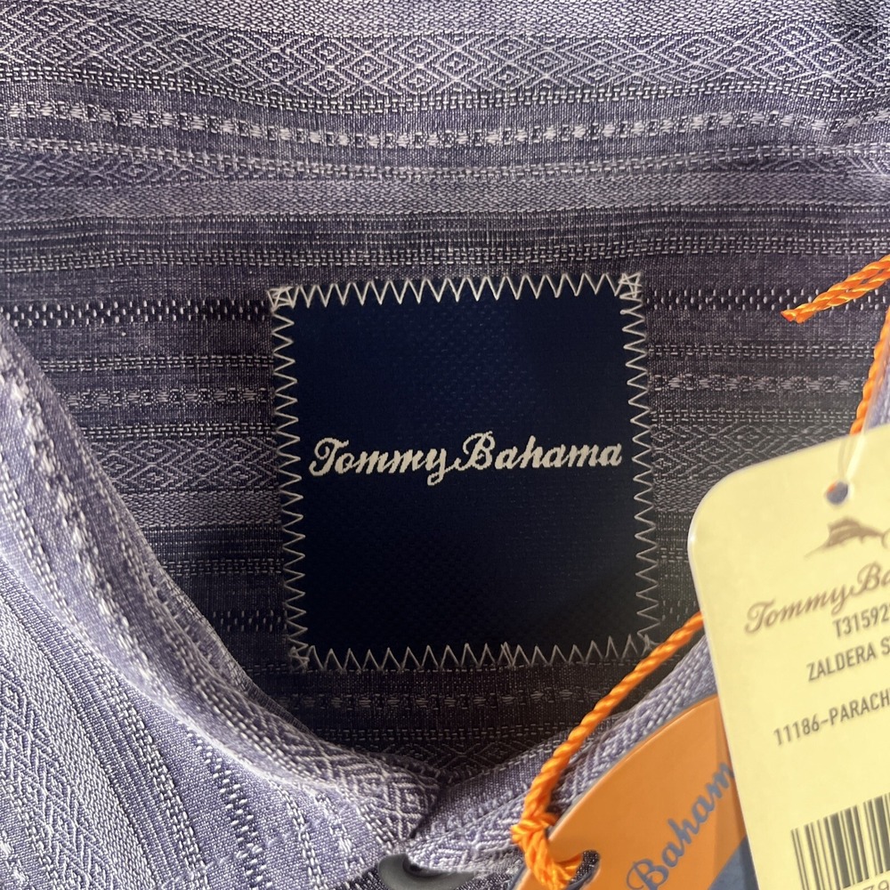 Tommy Bahama Zaldera Stripe Shirt Mens Medium Parachute Purple NWT T315922